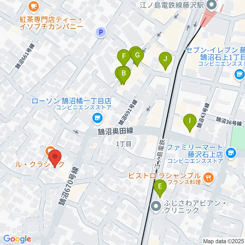ル・クラシック周辺のファミレス・ファーストフード一覧地図