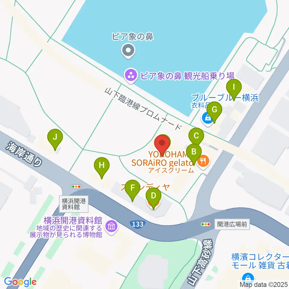 波止場会館周辺のファミレス・ファーストフード一覧地図