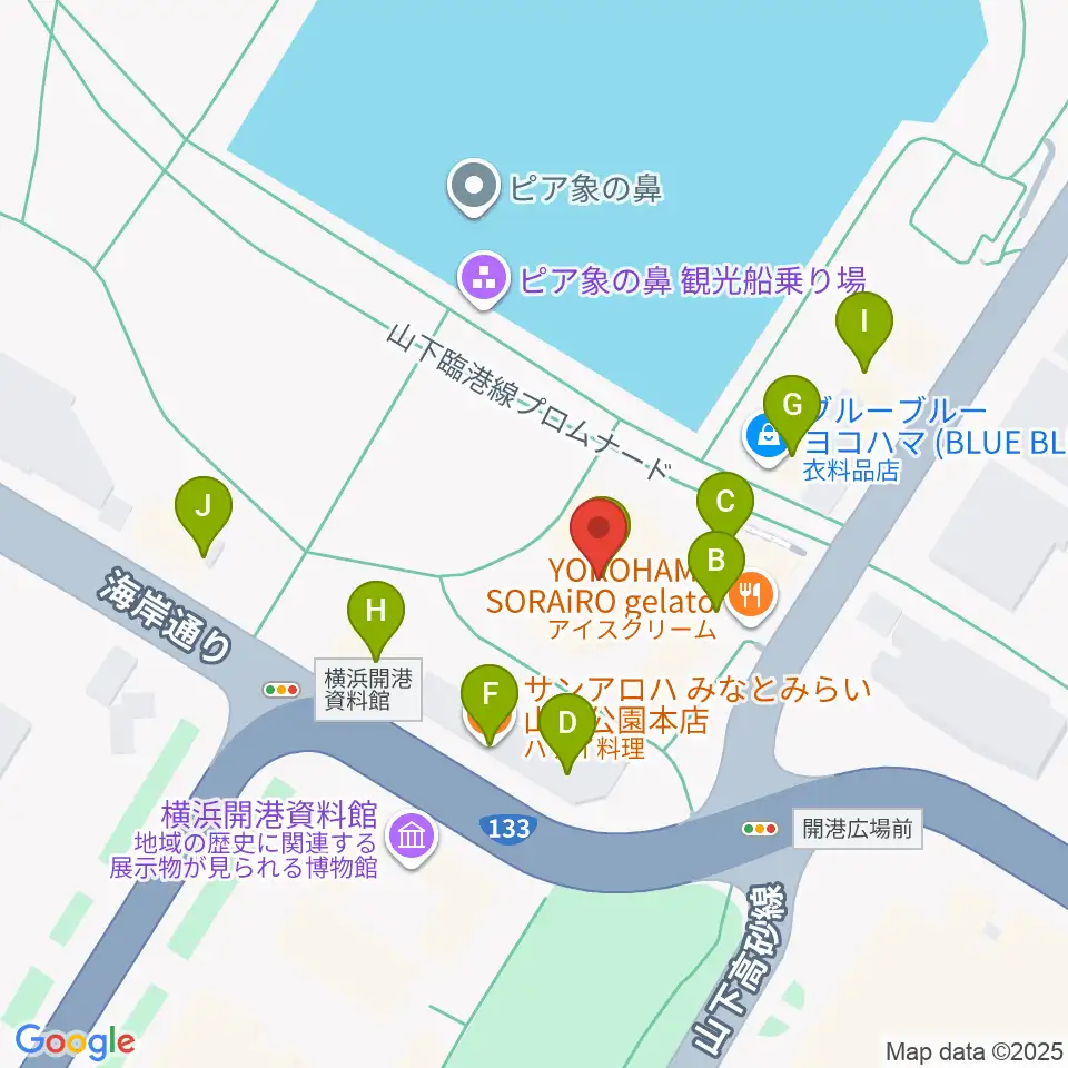 波止場会館周辺のファミレス・ファーストフード一覧地図