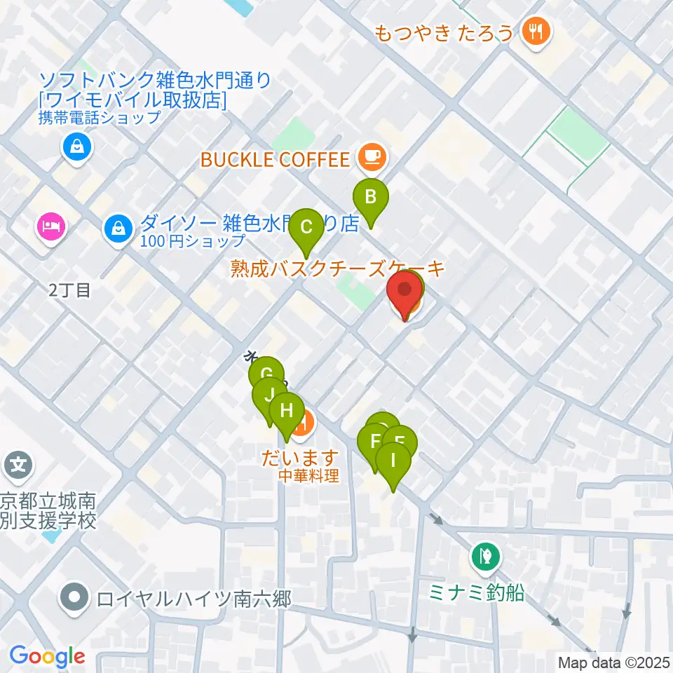 空音舎周辺のファミレス・ファーストフード一覧地図