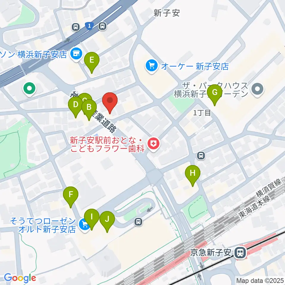 新子安ミュージックスペースグレコ周辺のファミレス・ファーストフード一覧地図
