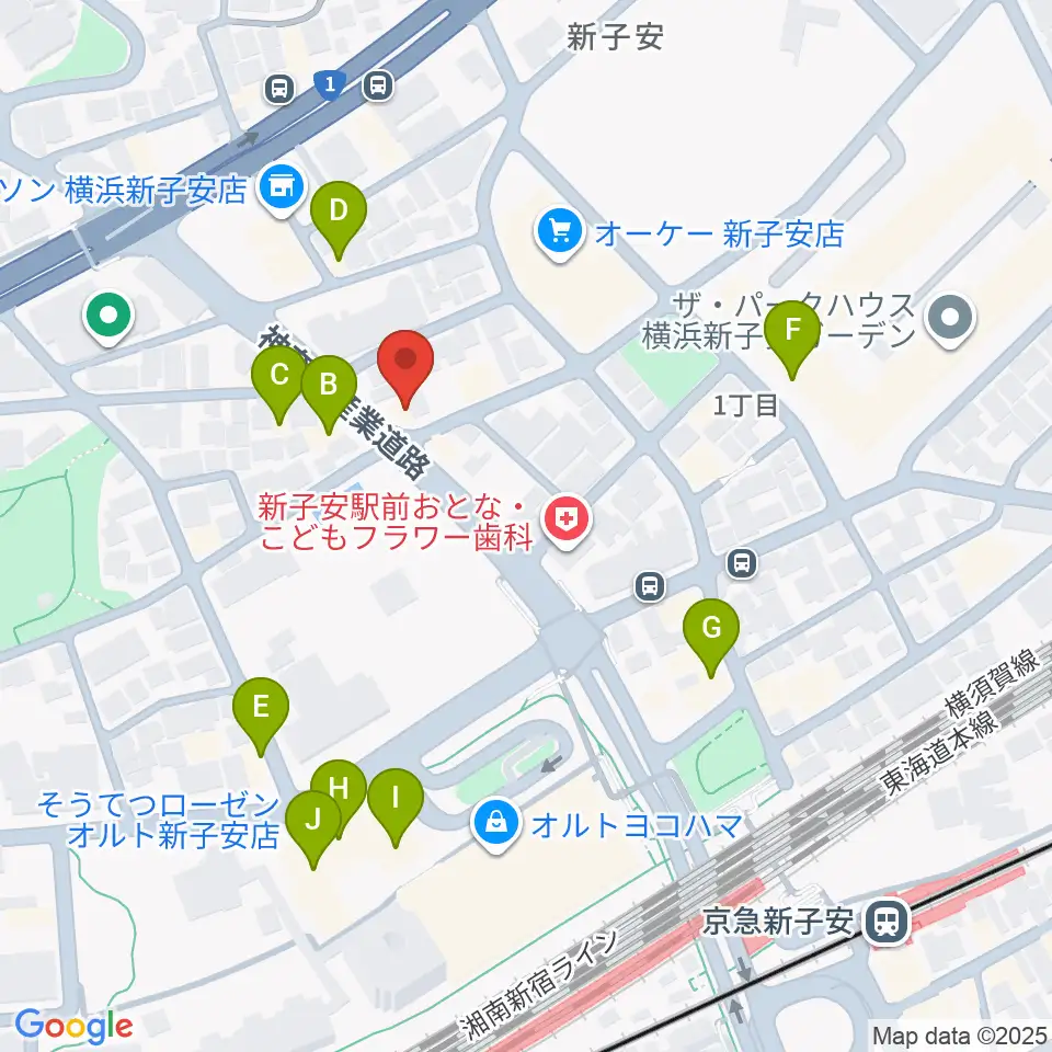 新子安ミュージックスペースグレコ周辺のファミレス・ファーストフード一覧地図