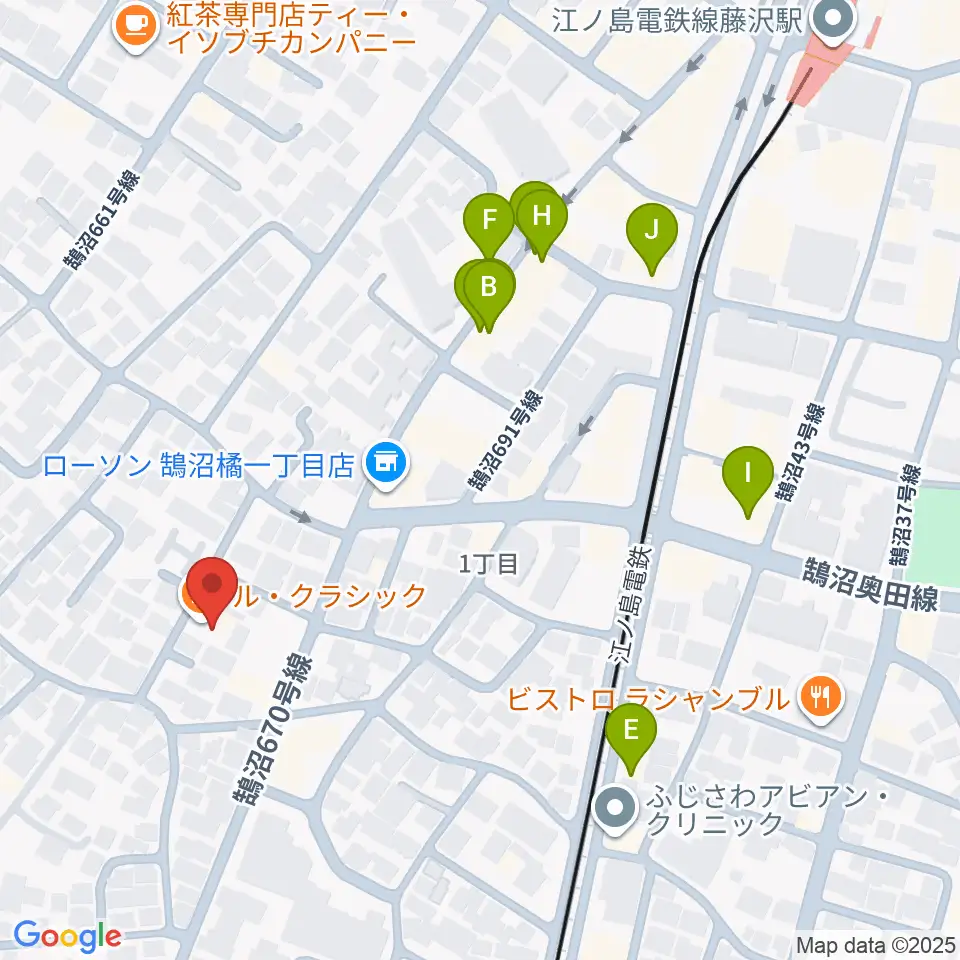 藤沢ル・クラシック周辺のファミレス・ファーストフード一覧地図