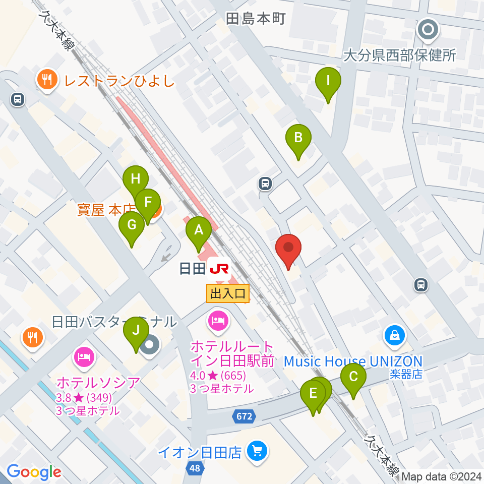 有限会社 大石楽器店周辺のファミレス・ファーストフード一覧地図