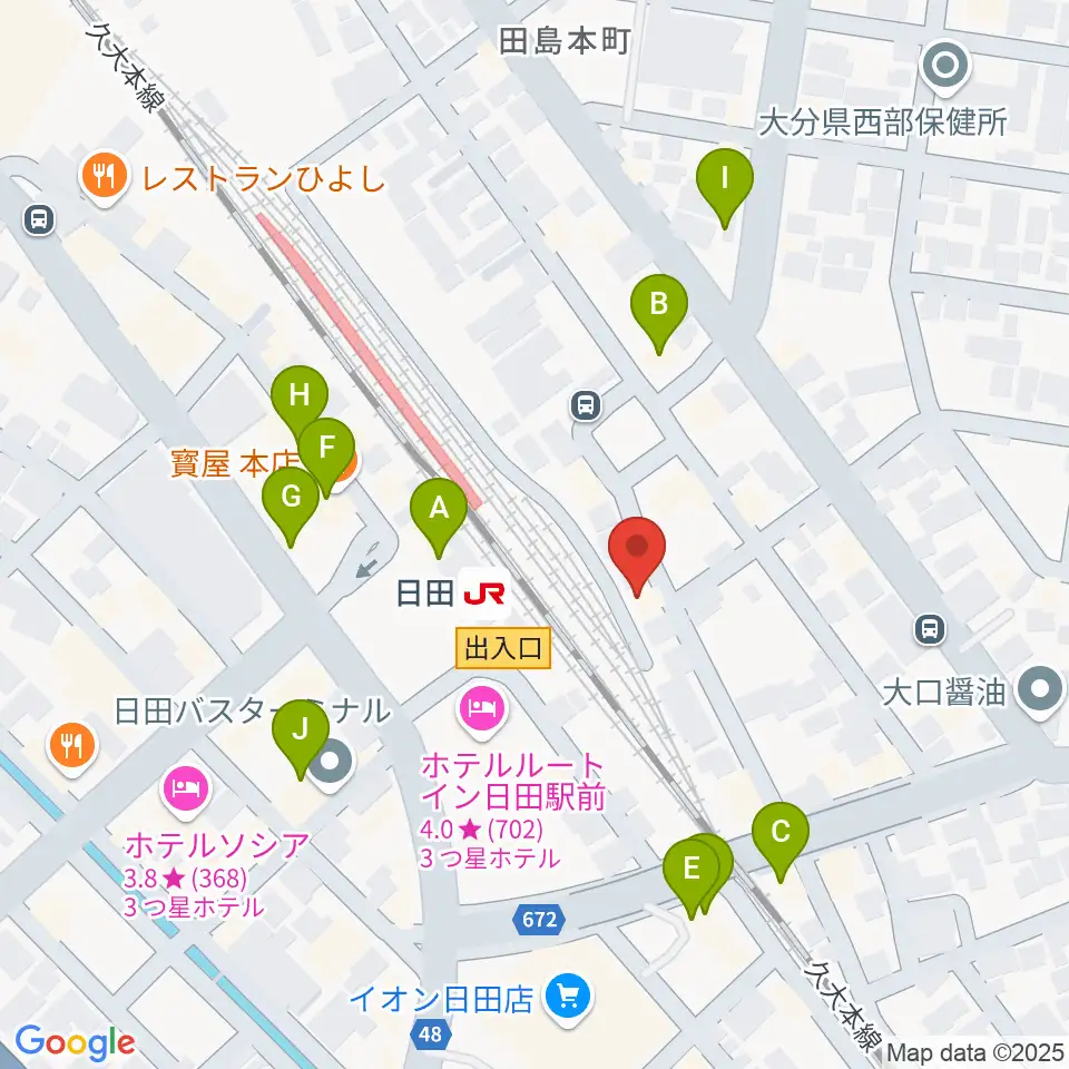 有限会社 大石楽器店周辺のファミレス・ファーストフード一覧地図