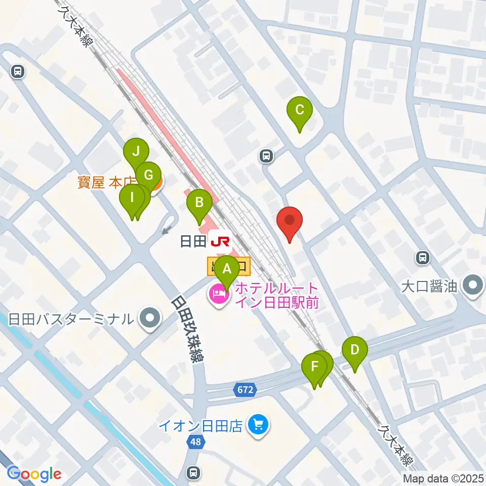 有限会社 大石楽器店周辺のファミレス・ファーストフード一覧地図