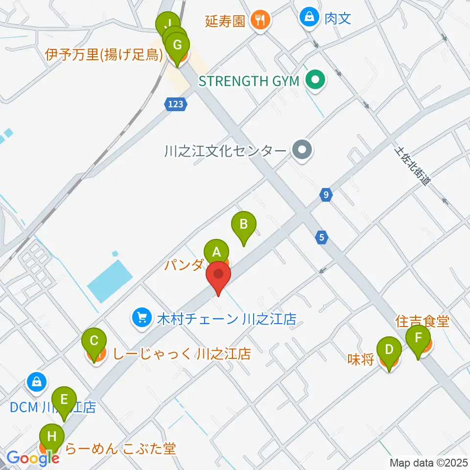 オオサカヤ 川之江店周辺のファミレス・ファーストフード一覧地図
