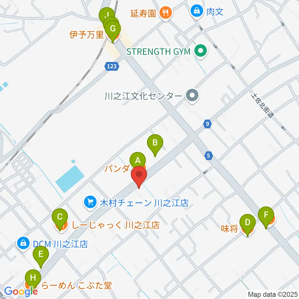 オオサカヤ 川之江店周辺のファミレス・ファーストフード一覧地図