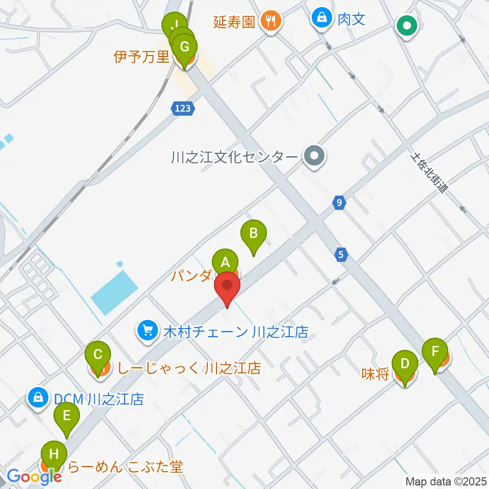 オオサカヤ 川之江店周辺のファミレス・ファーストフード一覧地図