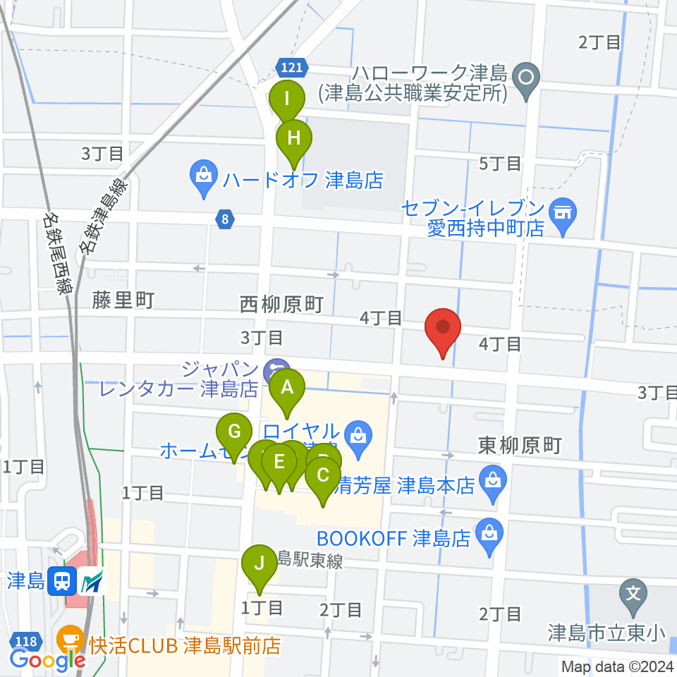 ダイイチ楽器周辺のファミレス・ファーストフード一覧地図