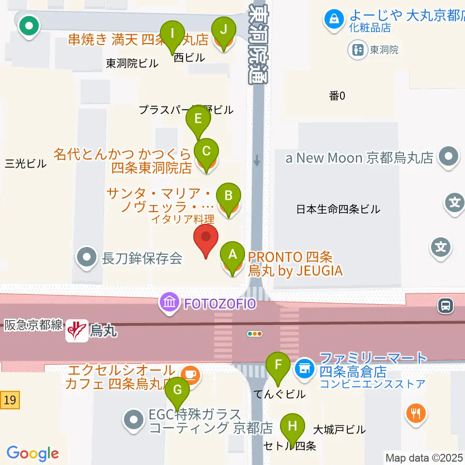 JEUGIA Basic.周辺のファミレス・ファーストフード一覧地図