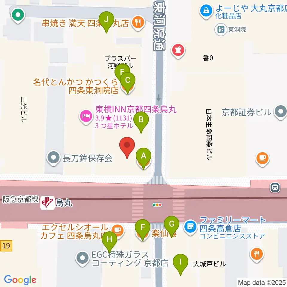 JEUGIA Basic.周辺のファミレス・ファーストフード一覧地図