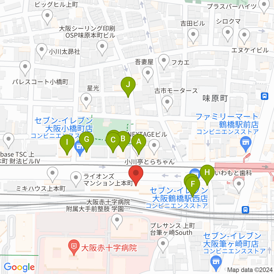 福田楽譜周辺のファミレス・ファーストフード一覧地図