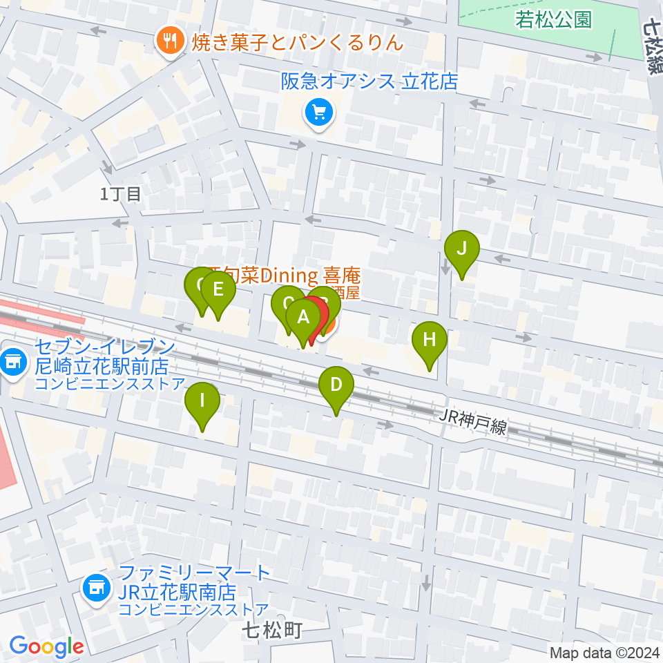 マサゴ楽器周辺のファミレス・ファーストフード一覧地図