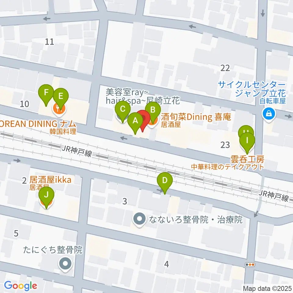 マサゴ楽器周辺のファミレス・ファーストフード一覧地図