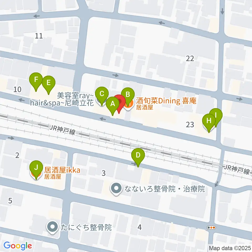 マサゴ楽器周辺のファミレス・ファーストフード一覧地図