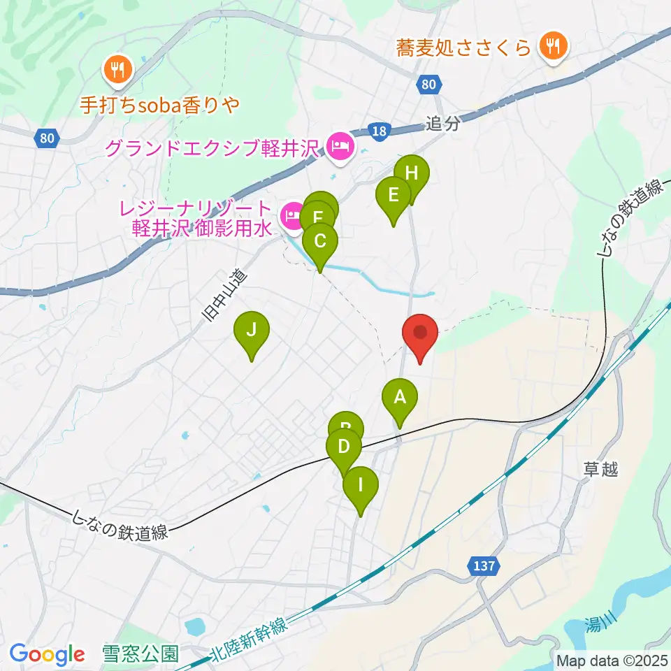 ジョーフォレストギターハウス周辺のファミレス・ファーストフード一覧地図