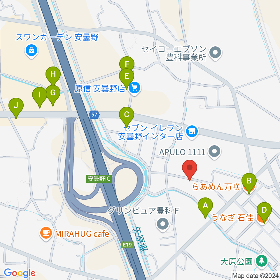 ギターショップEXCEL周辺のファミレス・ファーストフード一覧地図