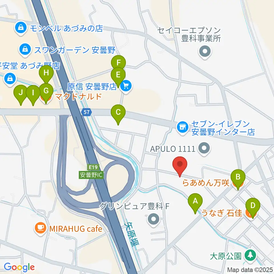 ギターショップEXCEL周辺のファミレス・ファーストフード一覧地図