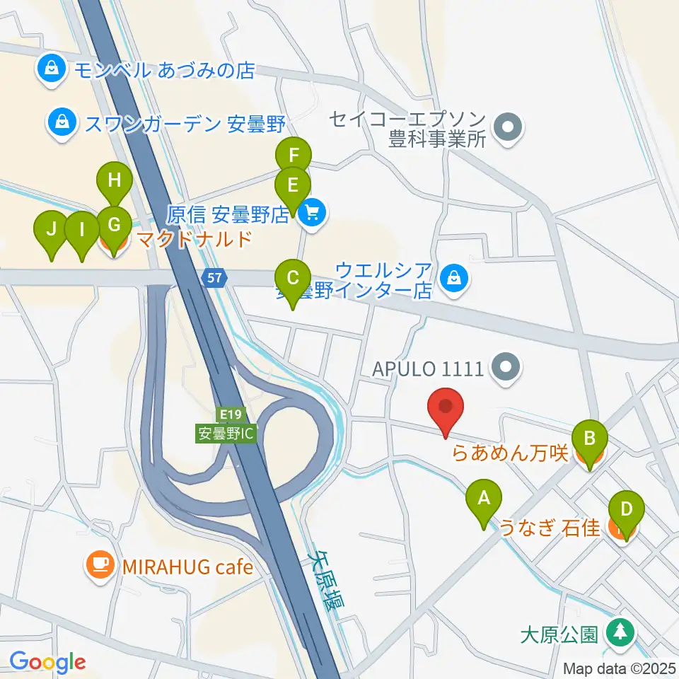 ギターショップEXCEL周辺のファミレス・ファーストフード一覧地図
