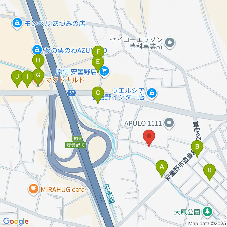 ギターショップEXCEL周辺のファミレス・ファーストフード一覧地図