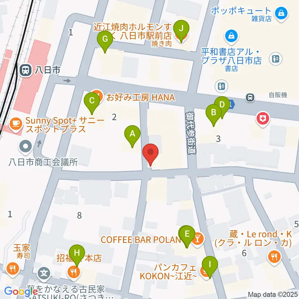 くらま楽器周辺のファミレス・ファーストフード一覧地図