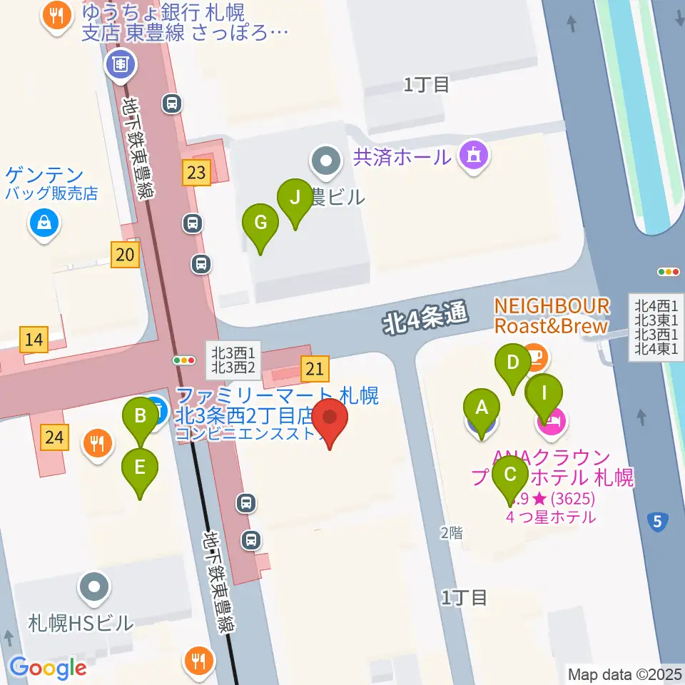 シャコンヌ札幌店周辺のファミレス・ファーストフード一覧地図