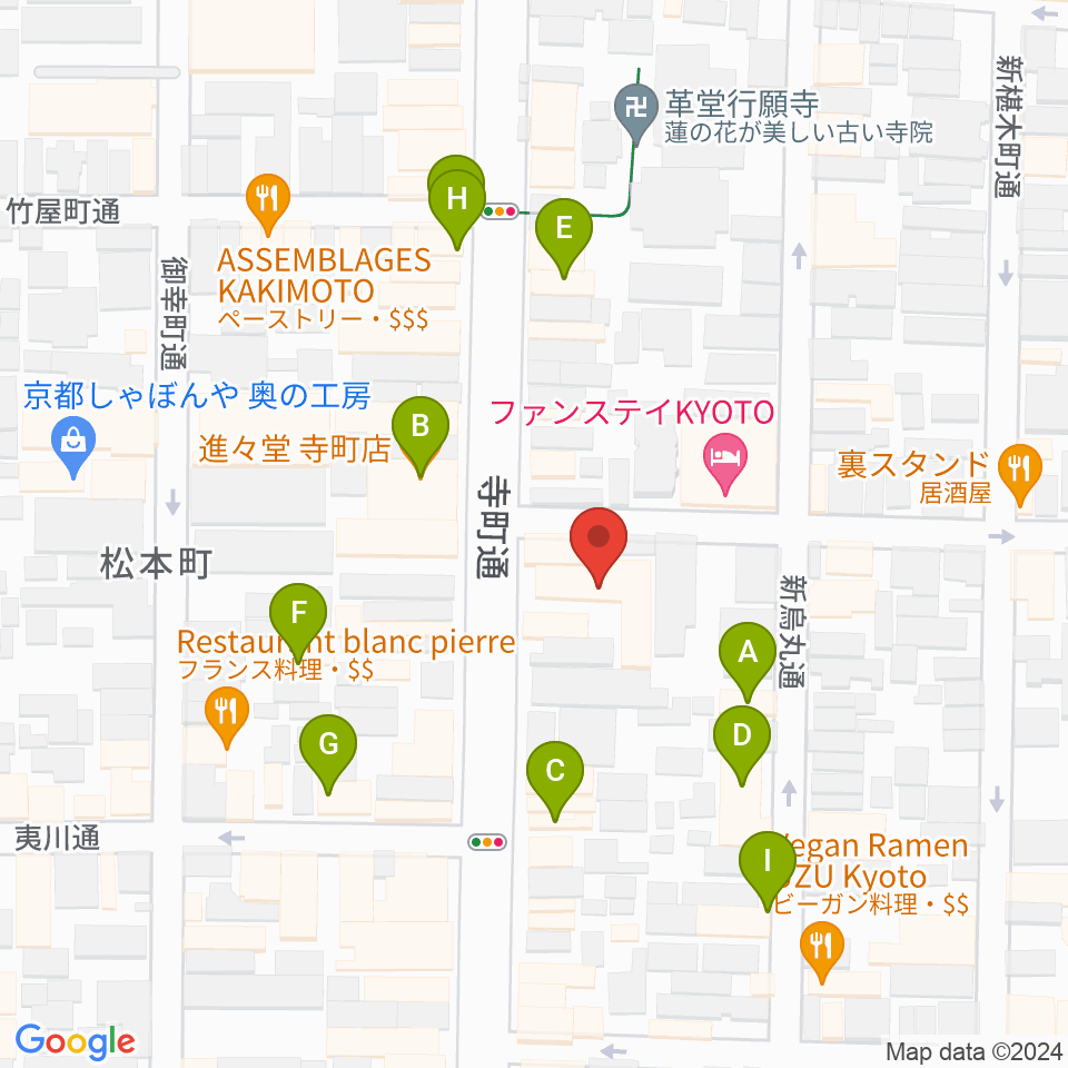 旭堂楽器店周辺のファミレス・ファーストフード一覧地図