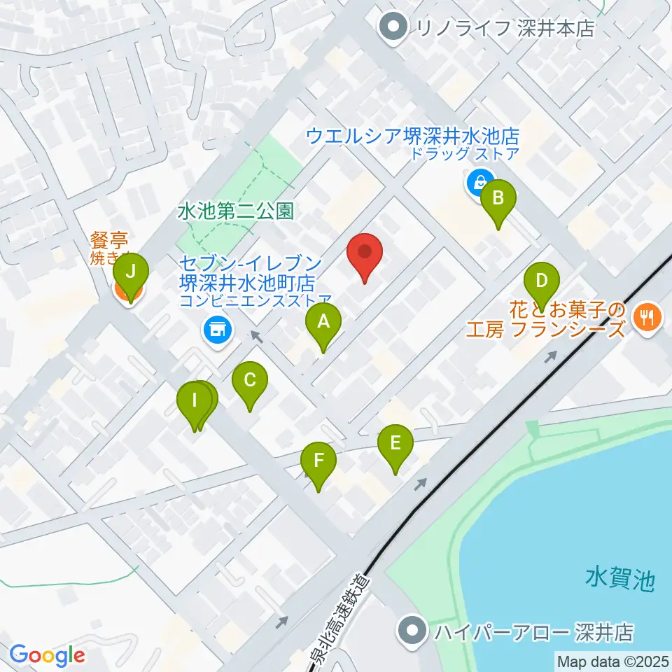森楽器周辺のファミレス・ファーストフード一覧地図