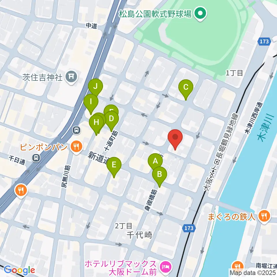 MUSIC OFFICE ギターショップ周辺のファミレス・ファーストフード一覧地図