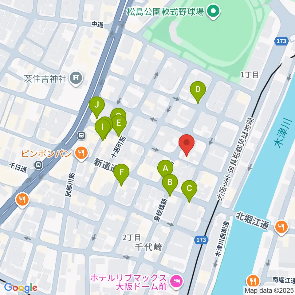 MUSIC OFFICE ギターショップ周辺のファミレス・ファーストフード一覧地図