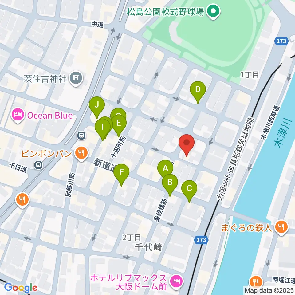 MUSIC OFFICE ギターショップ周辺のファミレス・ファーストフード一覧地図