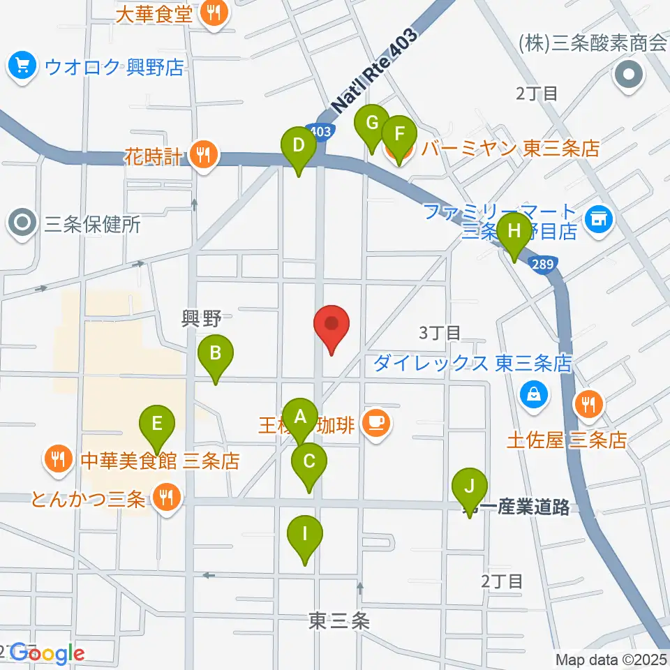 あぽろん三条店周辺のファミレス・ファーストフード一覧地図