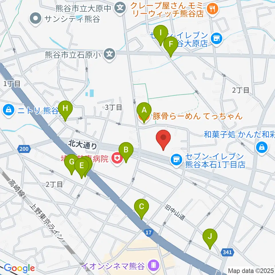 フジクラ楽器周辺のファミレス・ファーストフード一覧地図