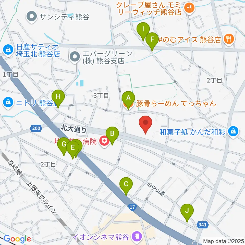 フジクラ楽器周辺のファミレス・ファーストフード一覧地図