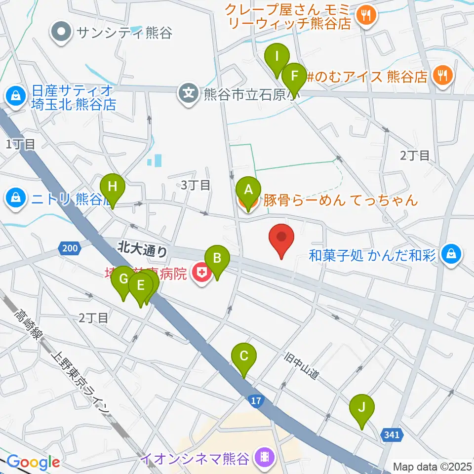 フジクラ楽器周辺のファミレス・ファーストフード一覧地図