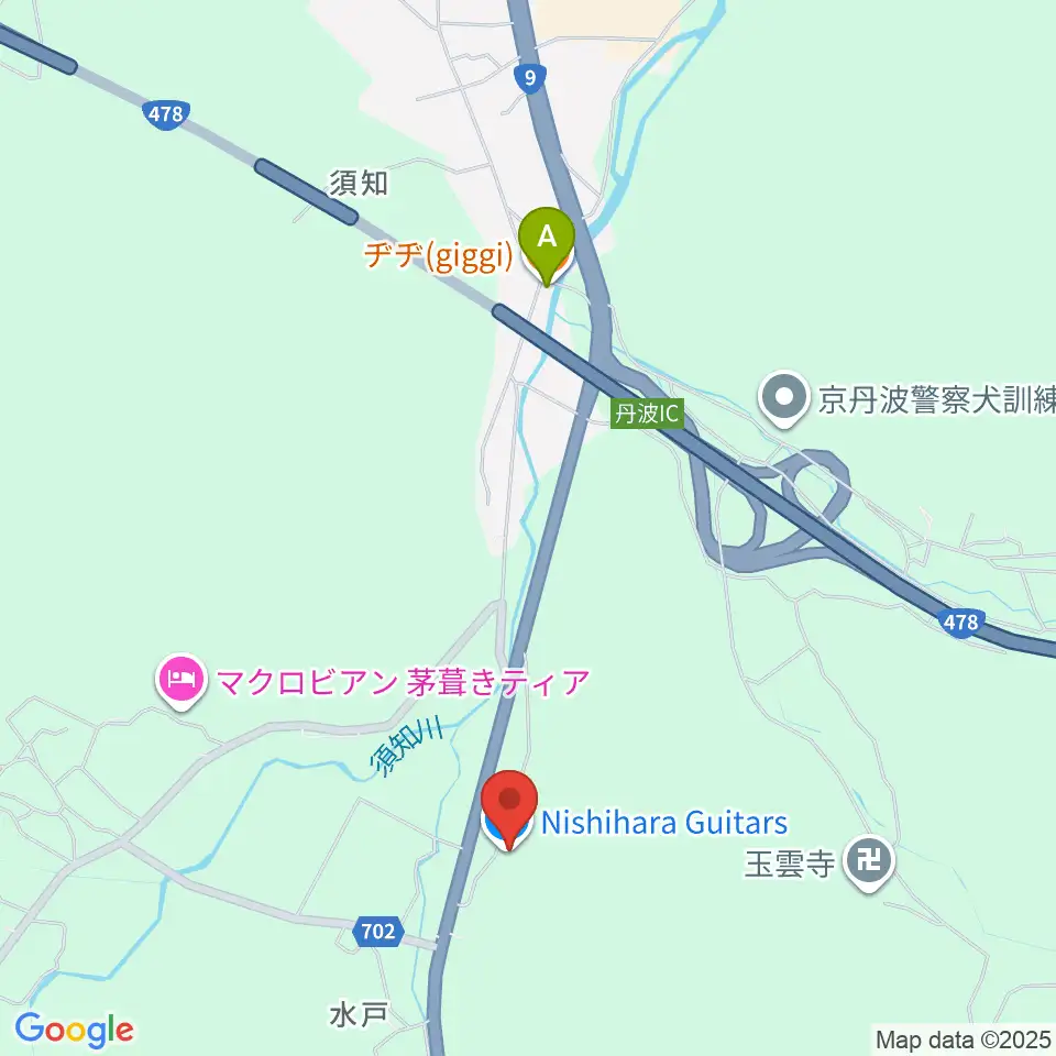 Nishihara Guitars周辺のファミレス・ファーストフード一覧地図