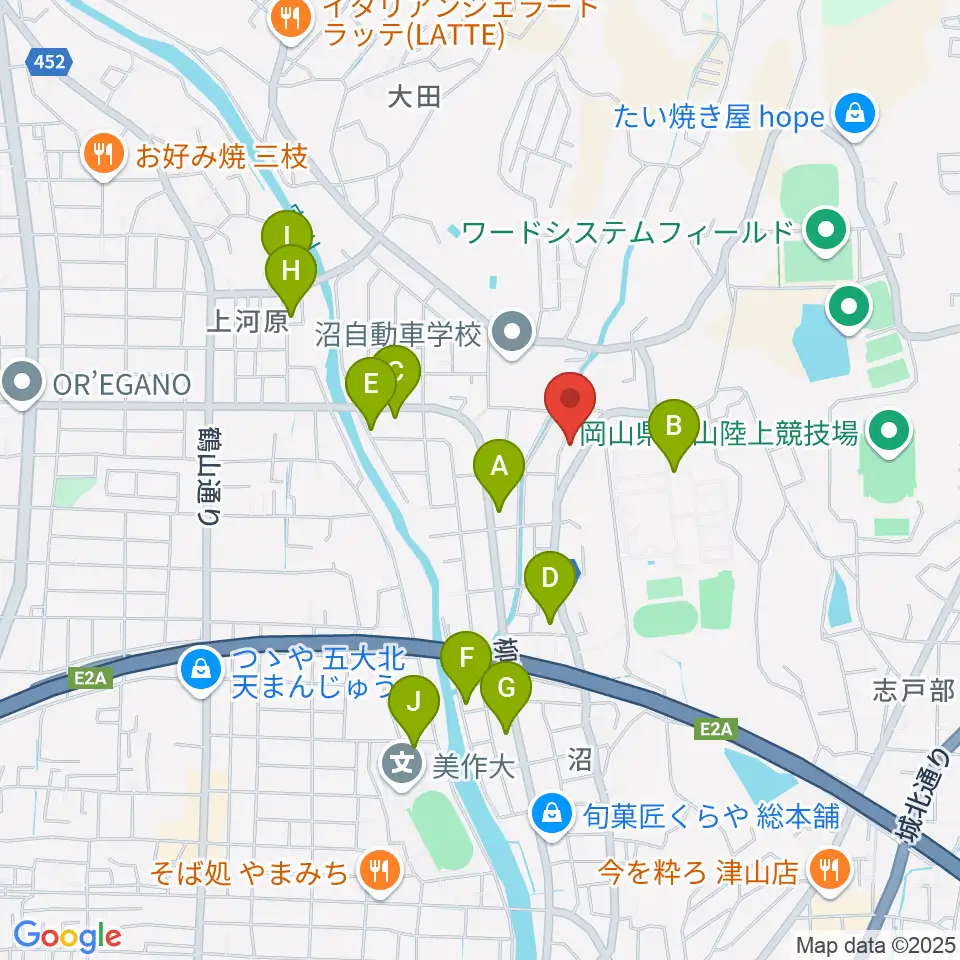 秋久弦楽器工房周辺のファミレス・ファーストフード一覧地図