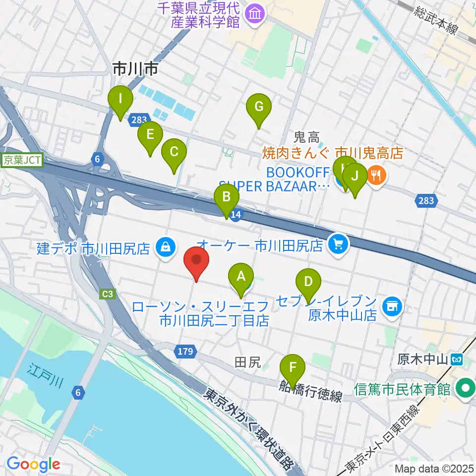 アートスペースBASAC周辺のファミレス・ファーストフード一覧地図