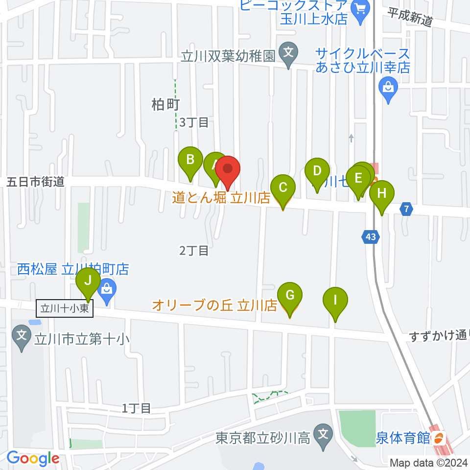 STUDIO YH周辺のファミレス・ファーストフード一覧地図