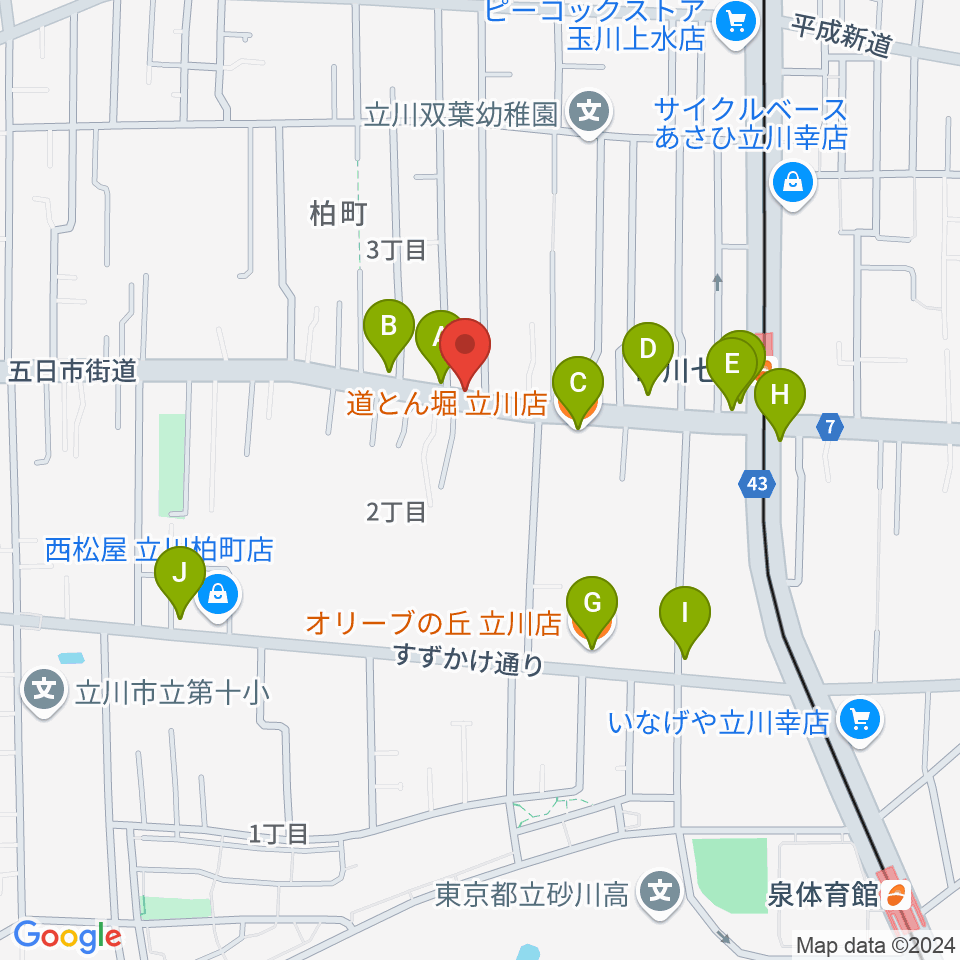 STUDIO YH周辺のファミレス・ファーストフード一覧地図