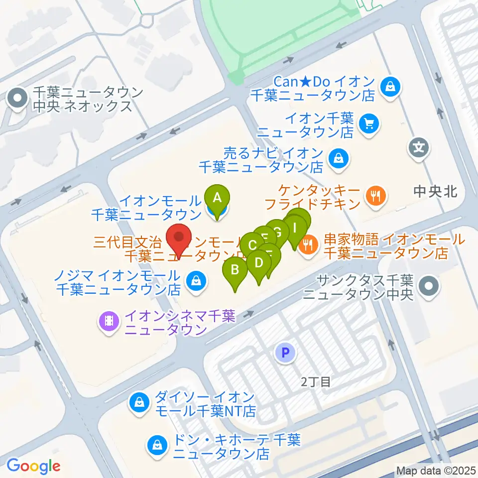 島村楽器 イオンモール千葉ニュータウン店周辺のファミレス・ファーストフード一覧地図