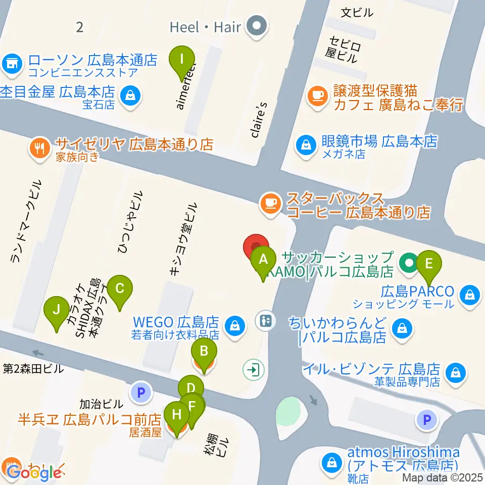 遠藤管楽器店周辺のファミレス・ファーストフード一覧地図