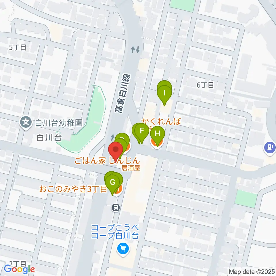 タータン周辺のファミレス・ファーストフード一覧地図