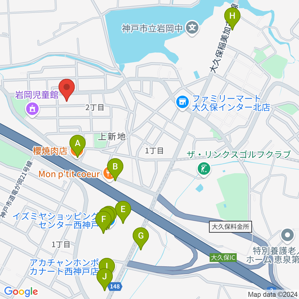 ギター工房オデッセイ周辺のファミレス・ファーストフード一覧地図