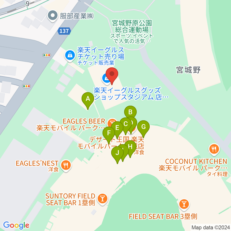 Rakuten.FM TOHOKU周辺のファミレス・ファーストフード一覧地図