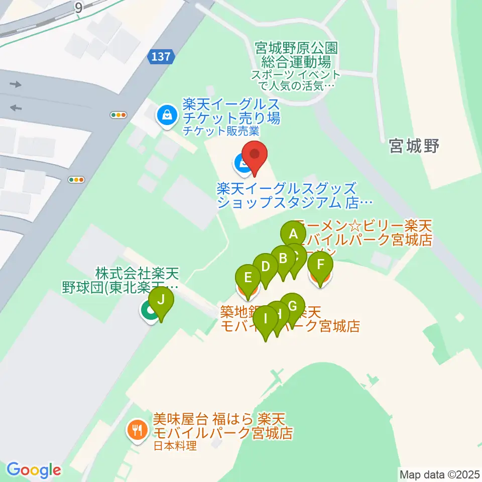 Rakuten.FM TOHOKU周辺のファミレス・ファーストフード一覧地図