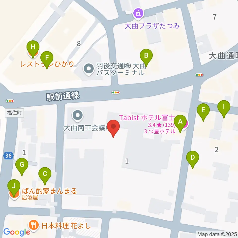 FMはなび周辺のファミレス・ファーストフード一覧地図