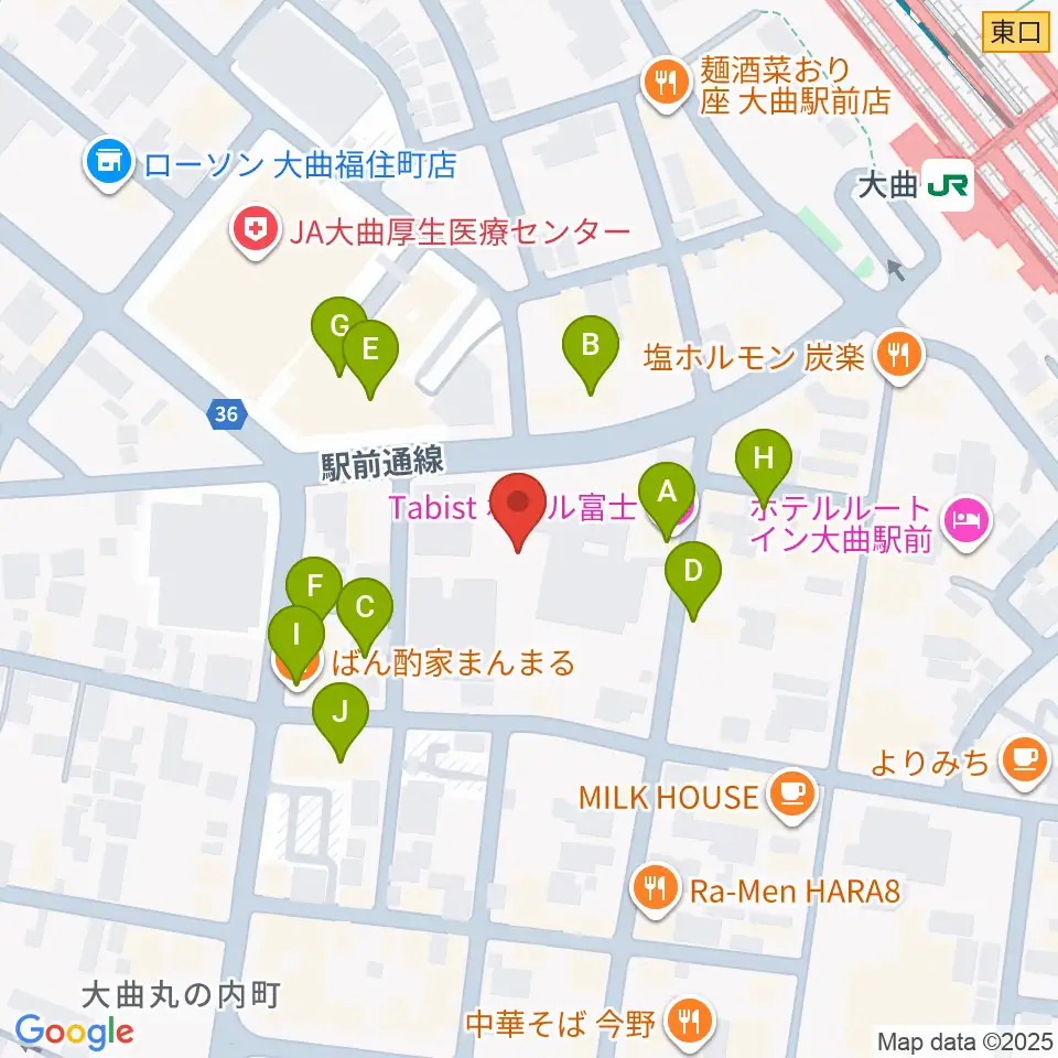FMはなび周辺のファミレス・ファーストフード一覧地図