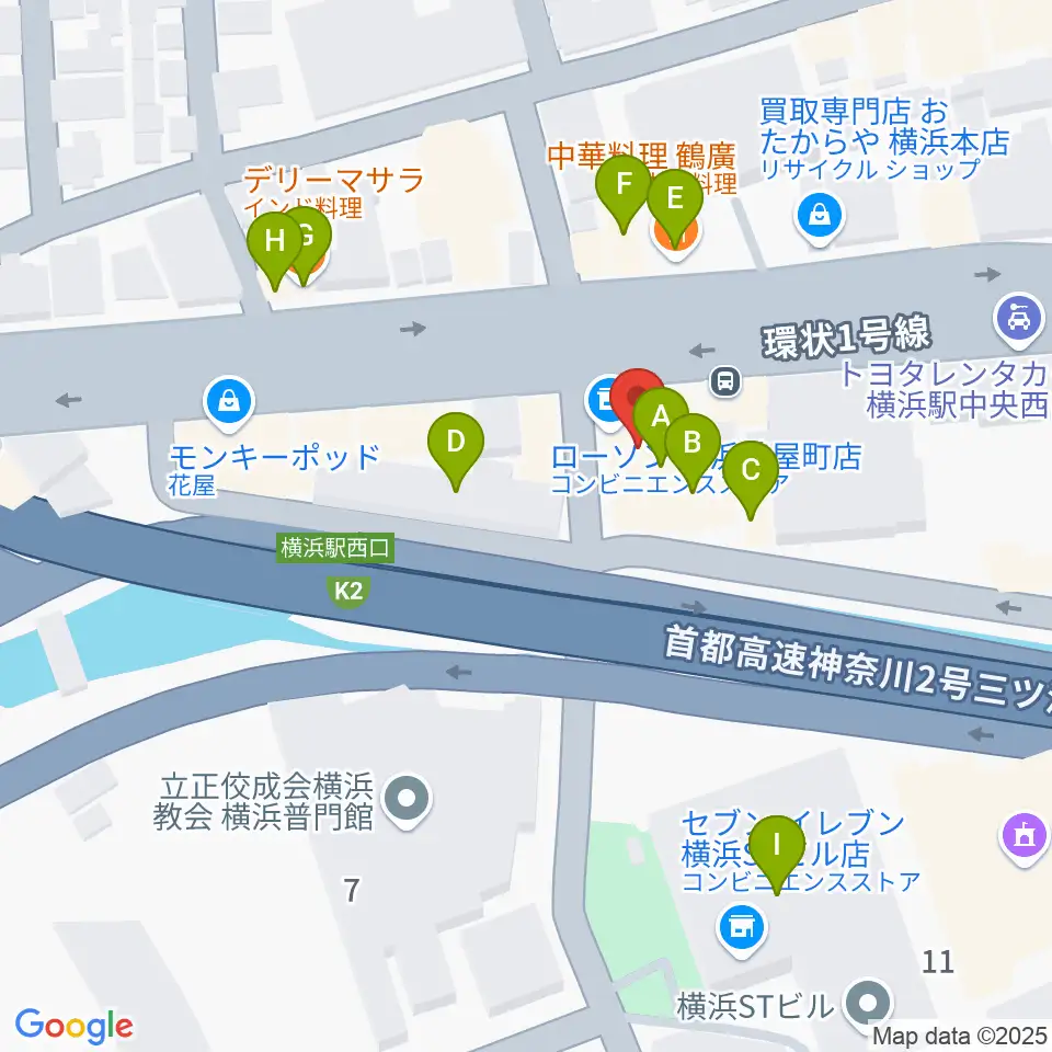 アウローラミュージックサロン周辺のファミレス・ファーストフード一覧地図